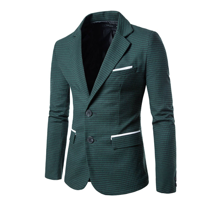 Houndstooth Pattern Men's Blazer: black, white blazer jacket, tailored style