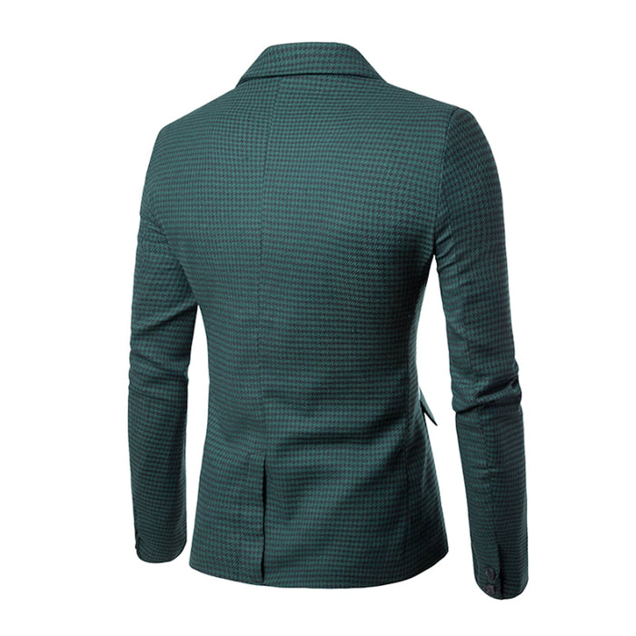 Houndstooth Pattern Men's Blazer: black, white blazer jacket, tailored style