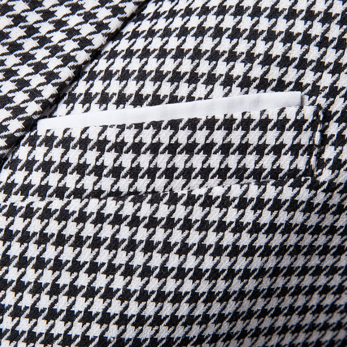 Houndstooth Pattern Men's Blazer: black, white blazer jacket, tailored style