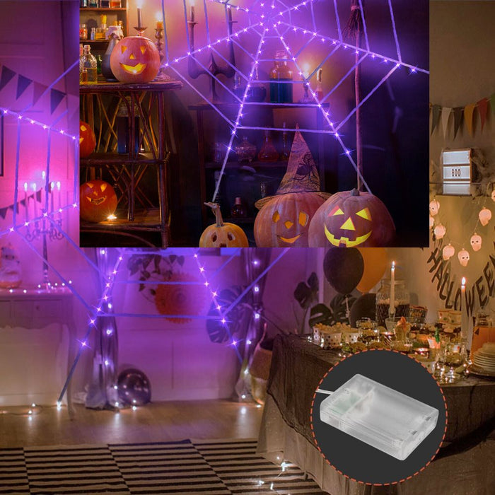 Huge Illuminated Halloween Cobweb Decorative Prop: purple, black spiderweb/Halloween theme, Halloween decorative style