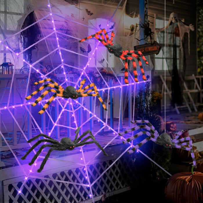 Huge Illuminated Halloween Cobweb Decorative Prop: purple, black spiderweb/Halloween theme, Halloween decorative style