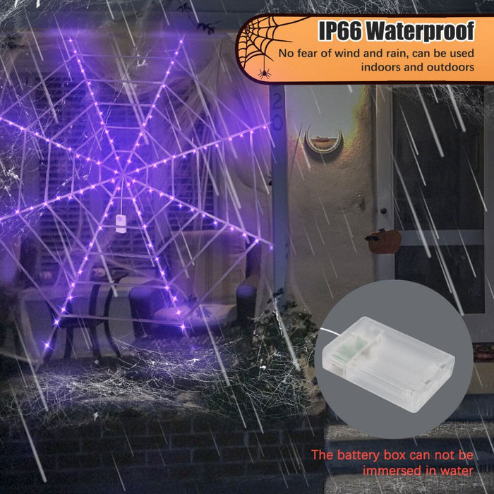 Huge Illuminated Halloween Cobweb Decorative Prop: purple, black spiderweb/Halloween theme, Halloween decorative style