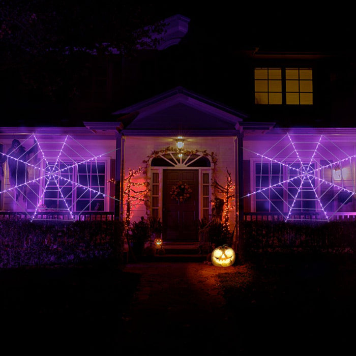 Huge Illuminated Halloween Cobweb Decorative Prop: purple, black spiderweb/Halloween theme, Halloween decorative style