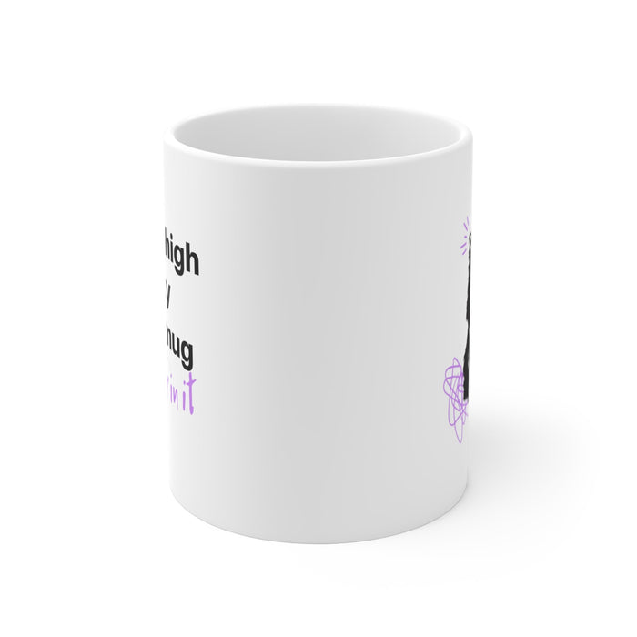 Humorous Feline Fur Cup: white, black black cat, cartoon style