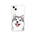 Husky Phone Case with Shock Protection: clear, white cartoon dog, cartoon kawaii style