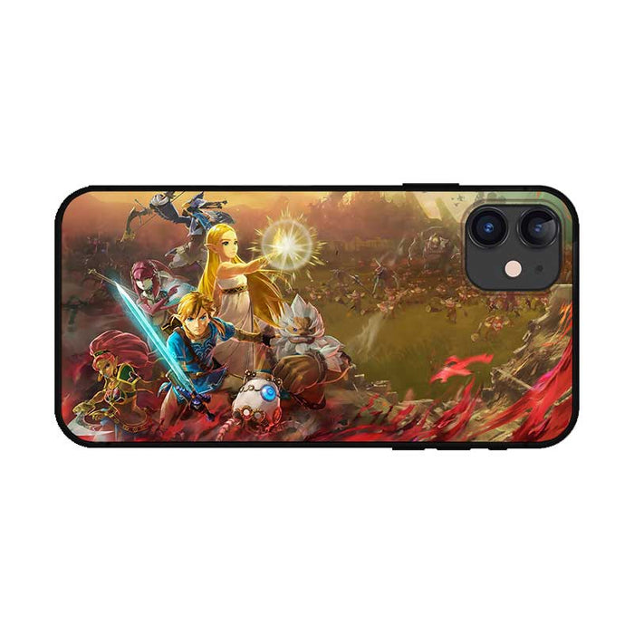 Hyrule Warriors Age of Calamity Phone Case: black, brown fantasy video game-style characters, detailed fantasy game art style