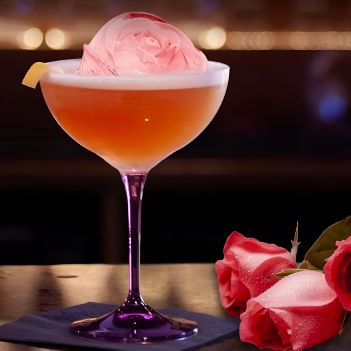 Ice Mold: Blossoming Rose Shape: coral pink, transparent pink rose flowers, decorative floral style
