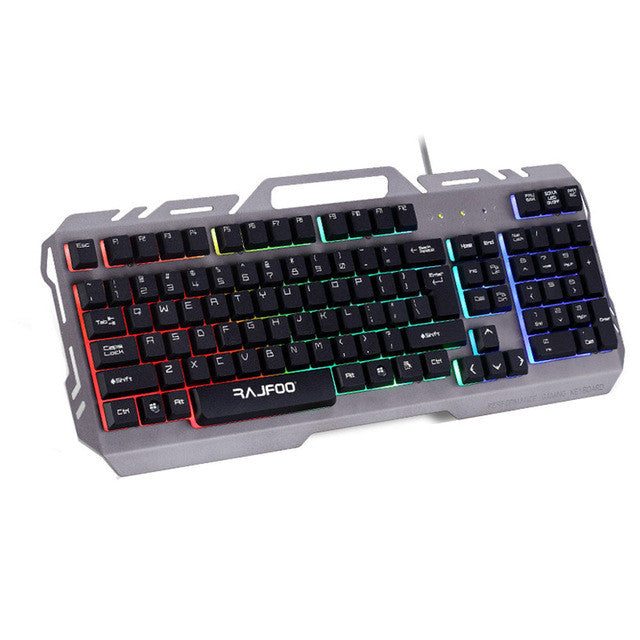 Illuminate Your Gaming with the Y3N USB Wired Colorful LED Keyboard for Ninja Dragons: white, light gray gaming keyboard with