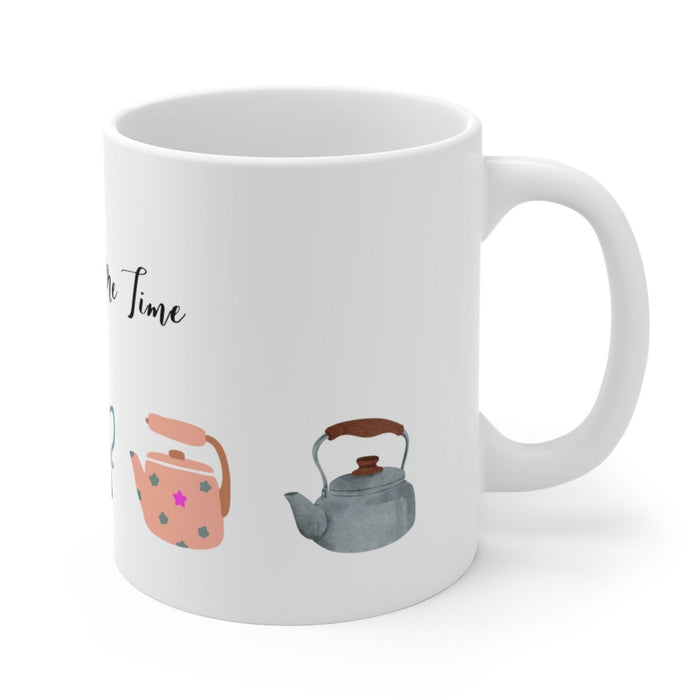 Indulge in Personal Time with Your Favorite Beverage Mug: white, black tea theme, cute cartoon style