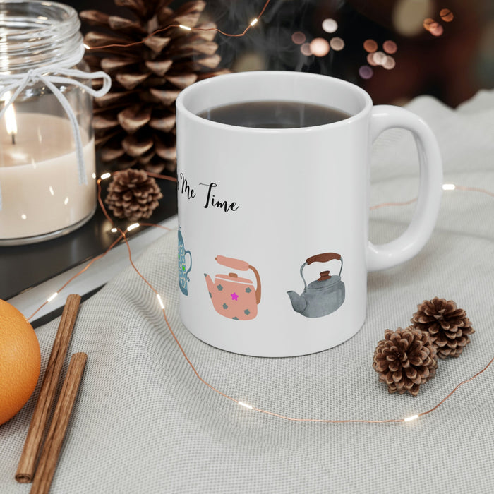 Indulge in Personal Time with Your Favorite Beverage Mug: white, black tea theme, cute cartoon style