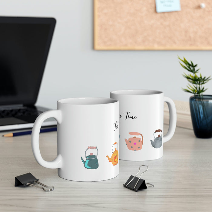 Indulge in Personal Time with Your Favorite Beverage Mug: white, black tea theme, cute cartoon style