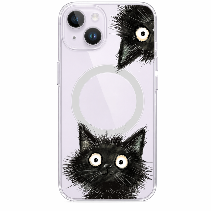 Inquisitive Magnetic Clear Cat iPhone Case Default