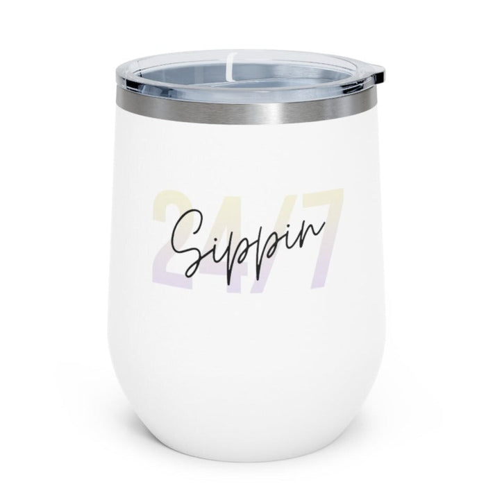 Insulated Wine Tumbler 12oz for Keeping Drinks Hot or Cold: white, silver insulated tumbler cup with lid, minimal modern styl