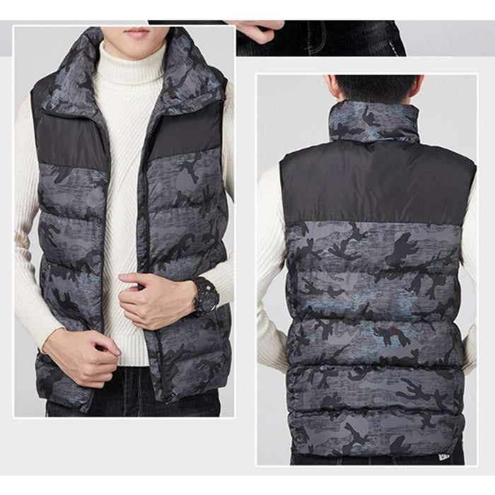 Intelligent Technology Heated USB Winter Vest for Men: black sleeveless padded vest, minimal casual style