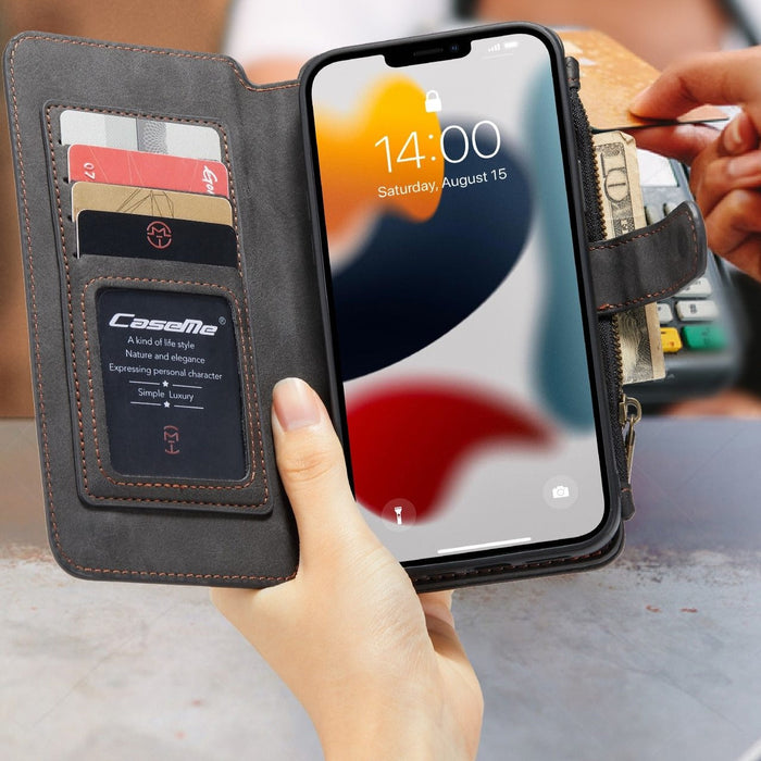 iPhone Leather Flip Wallet Case: brown, black smartphone wallet case, minimal style