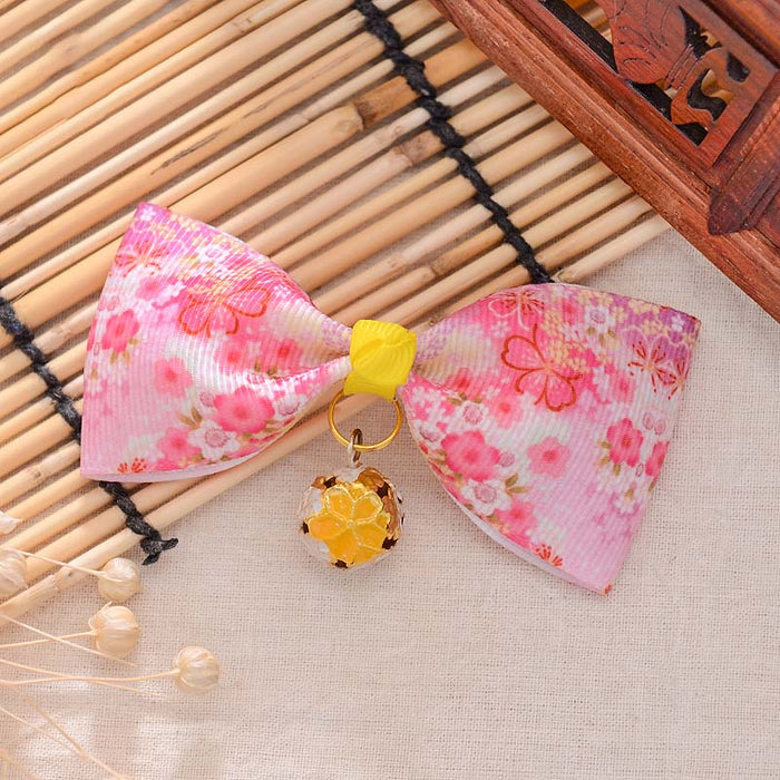 Japanese Style Floral Cat Bow Ties: blue, white hair bow accessory, kawaii style