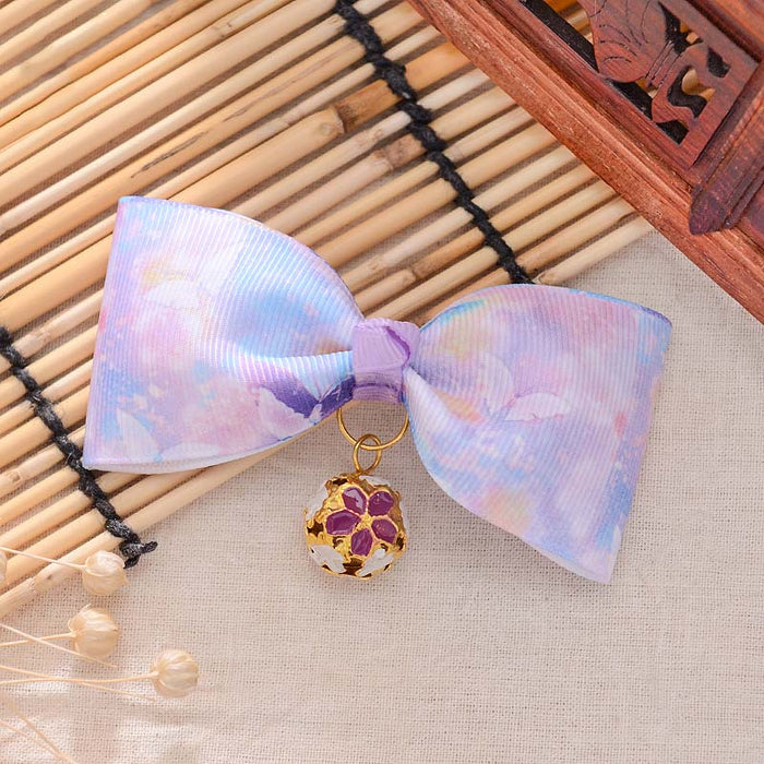 Japanese Style Floral Cat Bow Ties: blue, white hair bow accessory, kawaii style