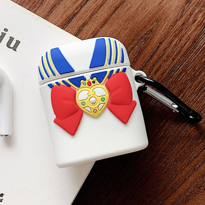 Japanese Uniform AirPod Cases for Cute Lovers: white, blue sailor-themed character design, cartoon, kawaii style