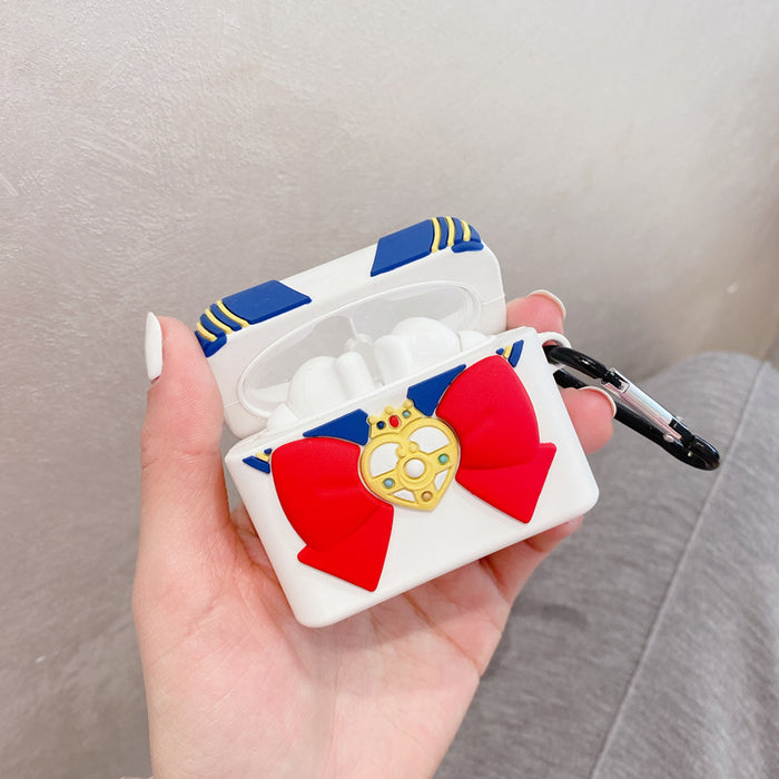 Japanese Uniform AirPod Cases for Cute Lovers: white, blue sailor-themed character design, cartoon, kawaii style