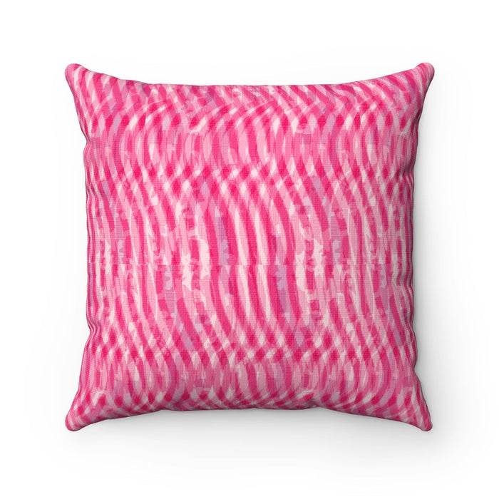 Joyful Magenta Square Cushion, Available in 4 Dimensions: bright pink, white square throw pillow, abstract patterned style