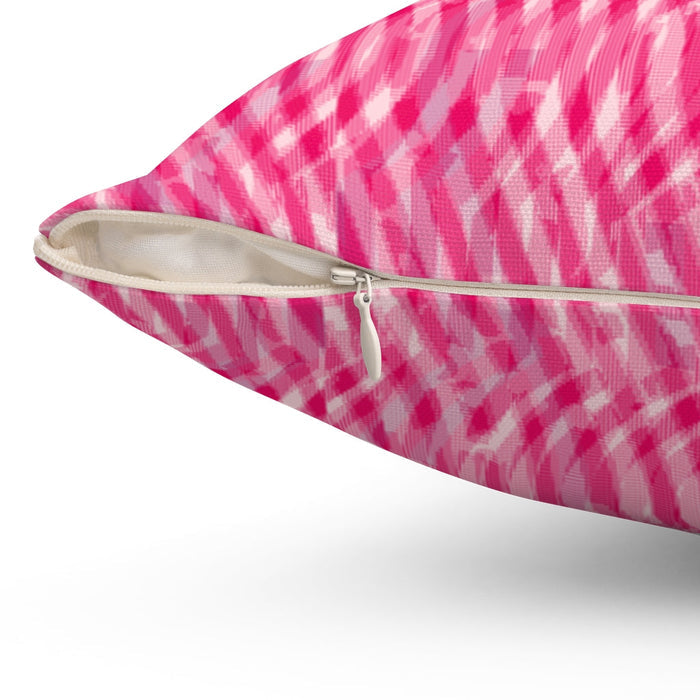 Joyful Magenta Square Cushion, Available in 4 Dimensions: bright pink, white square throw pillow, abstract patterned style