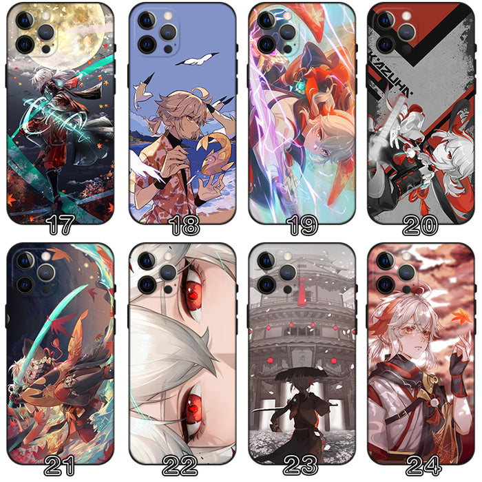 Kaedehara Kazuha Genshin Impact Phone Case: red, white anime-style characters, anime cartoon style