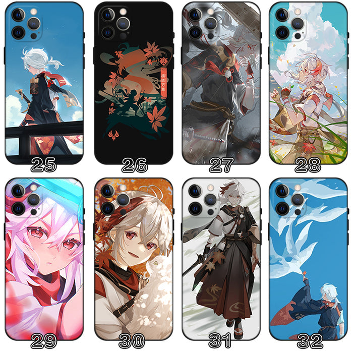 Kaedehara Kazuha Genshin Impact Phone Case: red, white anime-style characters, anime cartoon style