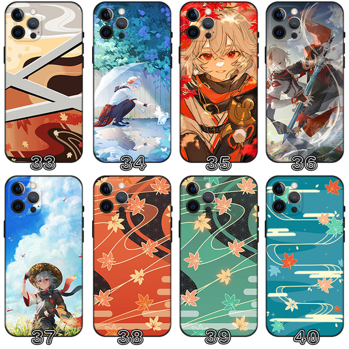 Kaedehara Kazuha Genshin Impact Phone Case: red, white anime-style characters, anime cartoon style