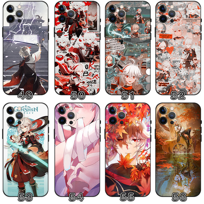 Kaedehara Kazuha Genshin Impact Phone Case: red, white anime-style characters, anime cartoon style