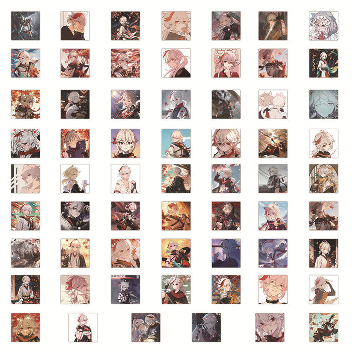 Kaedehara Kazuha Stickers: Customize & Durable: red, pink anime-style characters, anime, illustrated, character art style
