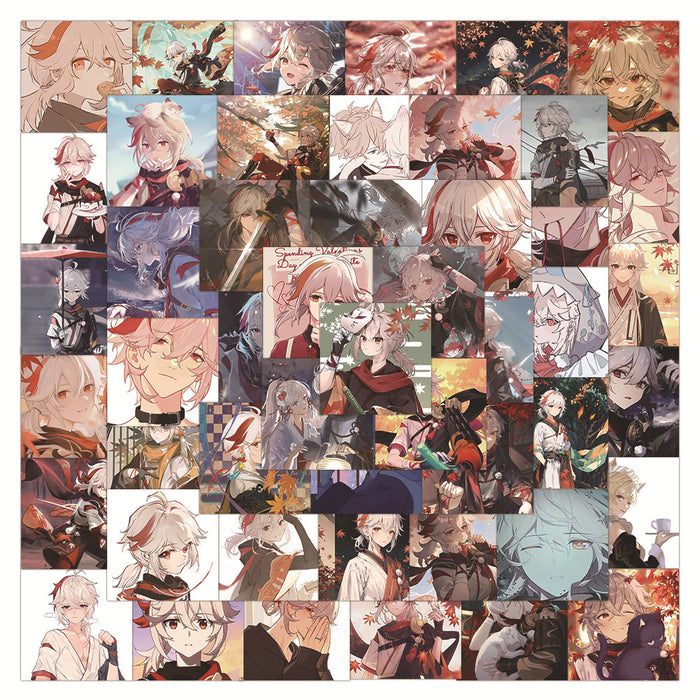 Kaedehara Kazuha Stickers: Customize & Durable: red, pink anime-style characters, anime, illustrated, character art style