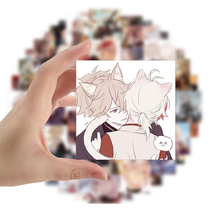 Kaedehara Kazuha Stickers: Customize & Durable: red, pink anime-style characters, anime, illustrated, character art style
