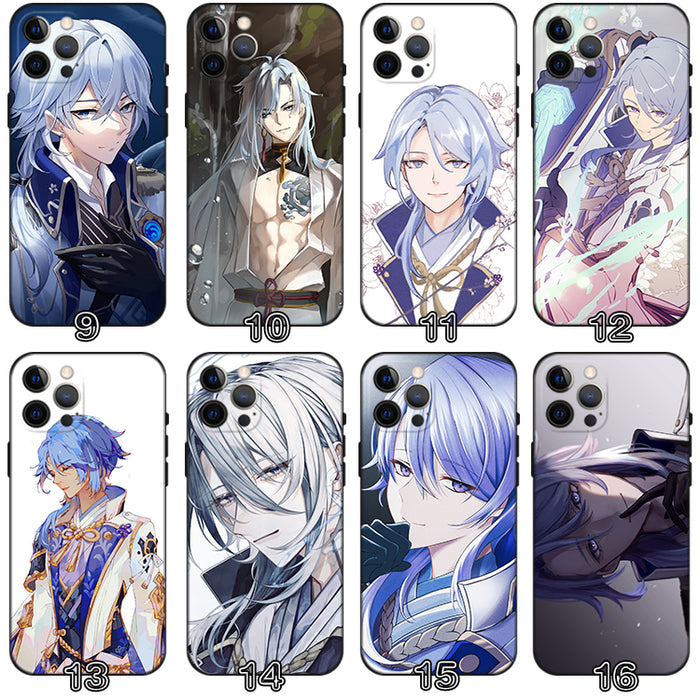 Kamisato Ayato Genshin Impact Phone Case: blue, white anime-style male character, anime, fantasy, decorative style