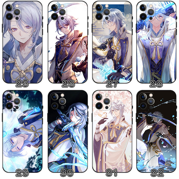 Kamisato Ayato Genshin Impact Phone Case: blue, white anime-style male character, anime, fantasy, decorative style
