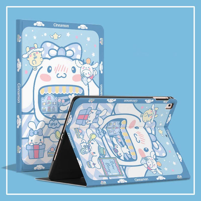 Kawaii iPad Cases with Auto Sleep/Wake: pink, black Kuromi character, kawaii cartoon style