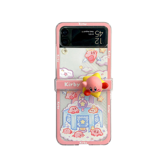 Kawaii Kirby Flip 4 Phone Cases: clear, pink cartoon characters and colorful space/rainbow-themed illustrations, kawaii carto