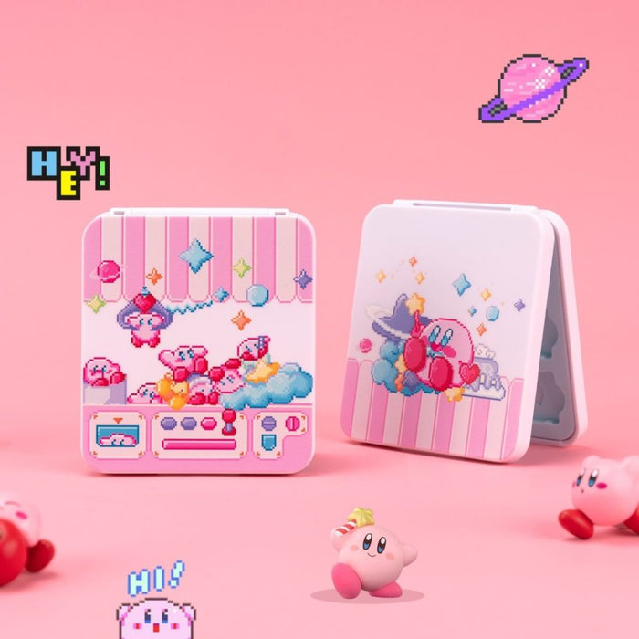 Kawaii Kirby Game Card Holder Case: white, pink cute cartoon characters and candy/shop-themed imagery, kawaii cartoon pixel a