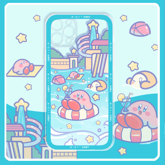 Kawaii Kirby iPhone Case: pink, white Kirby character, kawaii cartoon style