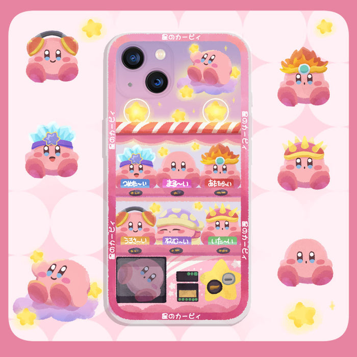 Kawaii Kirby iPhone Case: pink, white Kirby character, kawaii cartoon style