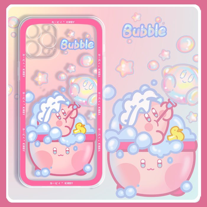 Kawaii Kirby iPhone Case: pink, white Kirby character, kawaii cartoon style