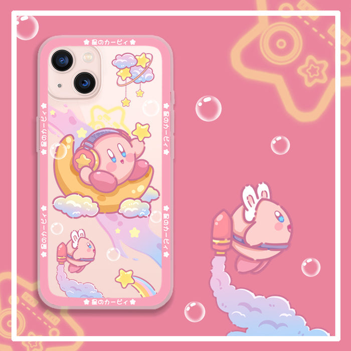 Kawaii Kirby iPhone Case: pink, white Kirby character, kawaii cartoon style