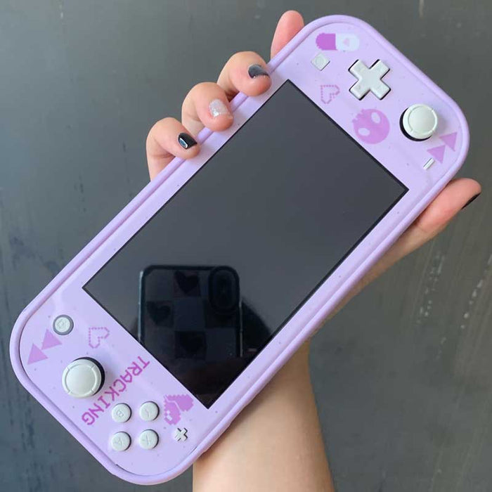 Kawaii Switch Lite Case with Cute Characters: peach pink, light pink My Melody character, kawaii cartoon style