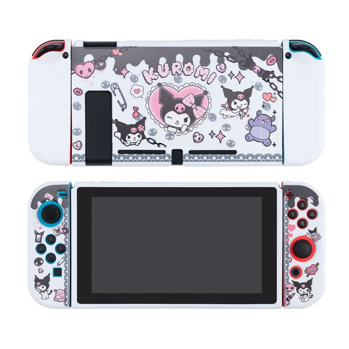 Kawaii Switch/OLED Accessories Set: white, black Kuromi / Sanrio character theme, kawaii cartoon style