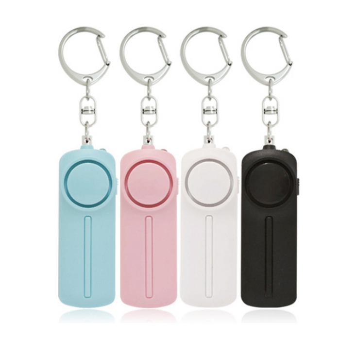 Keychain LED Safety Alarm: light blue, pink keychain accessories, minimal style