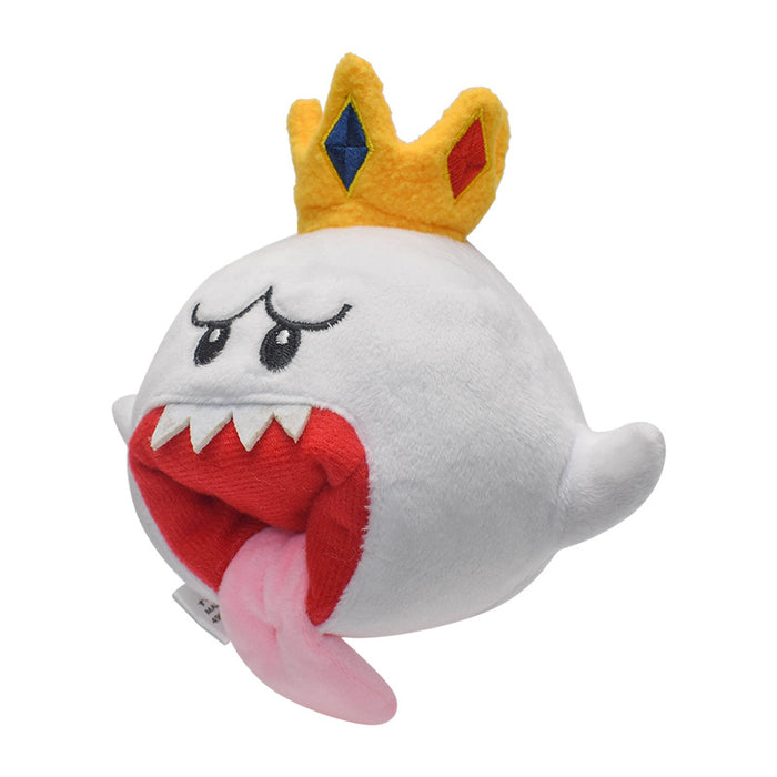 King Boo Plush Toy: Adorable Collectible: white, yellow crowned ghost-like cartoon character, cartoon kawaii style