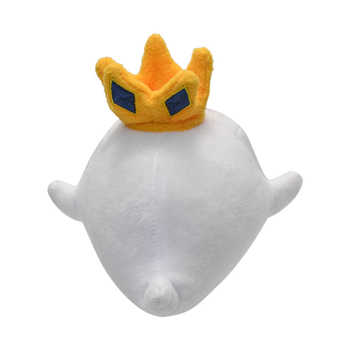 King Boo Plush Toy: Adorable Collectible: white, yellow crowned ghost-like cartoon character, cartoon kawaii style