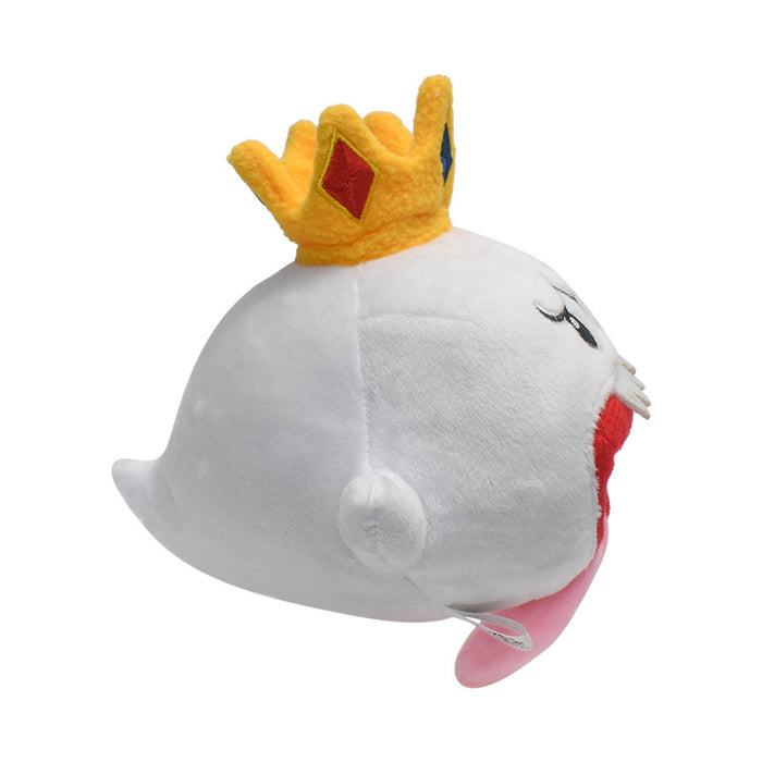 King Boo Plush Toy: Adorable Collectible: white, yellow crowned ghost-like cartoon character, cartoon kawaii style