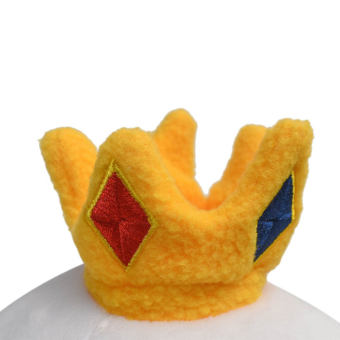 King Boo Plush Toy: Adorable Collectible: white, yellow crowned ghost-like cartoon character, cartoon kawaii style