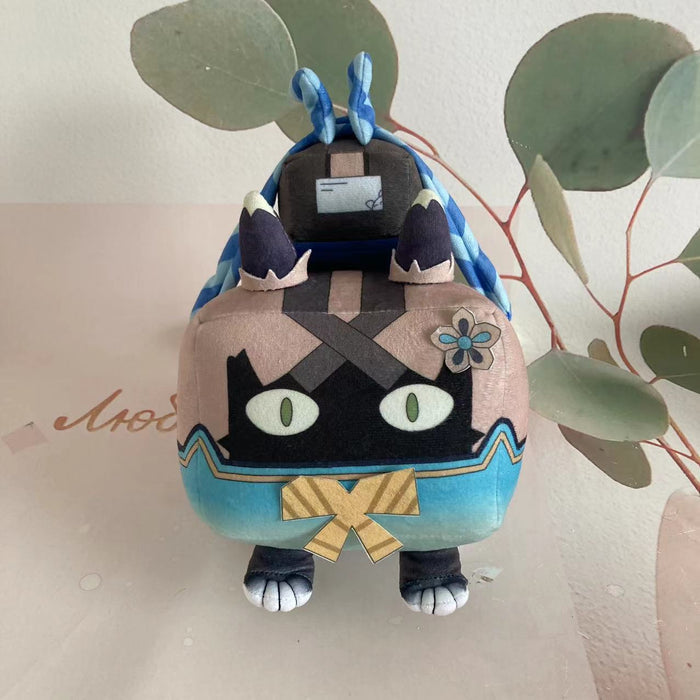 Kirara Plush Toy for Genshin Impact: brown, black cat-like character, cartoon style