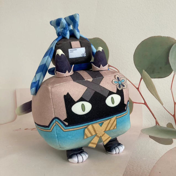 Kirara Plush Toy for Genshin Impact: brown, black cat-like character, cartoon style